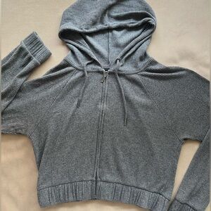 Urban Outfitters Gray Cropped Zip Up Hoodie